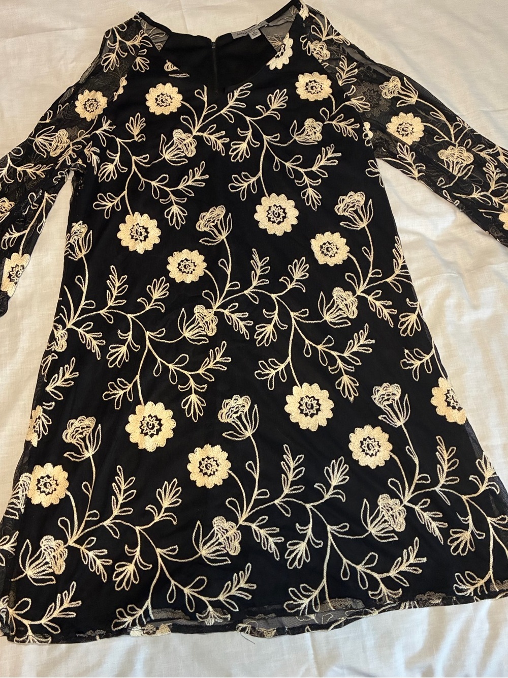 Danny and Nicole Wm’s Embroidered Mesh Cold Shoulder Dress – Black – Sz 16 – NWT - Picture 3 of 14